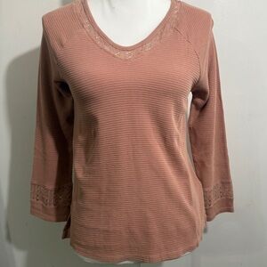 Cupio NWT Blush Bella Blush Lace Trim Waffle Knit Top — Women’s Small
